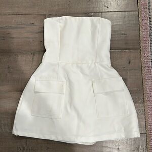 White Strapless Romper